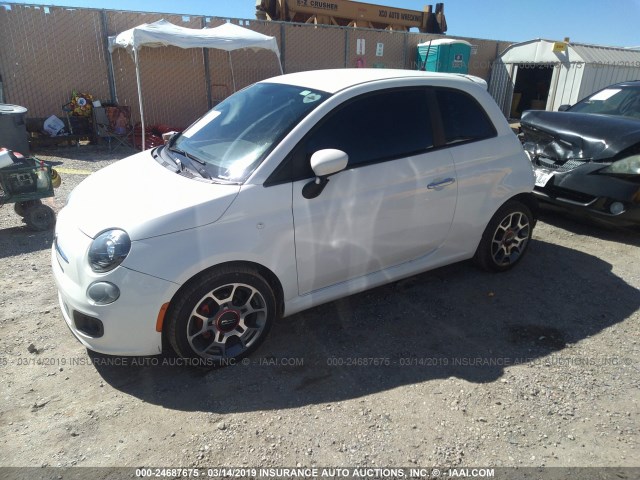 3C3CFFBR4DT514652 - 2013 FIAT 500 SPORT WHITE photo 2