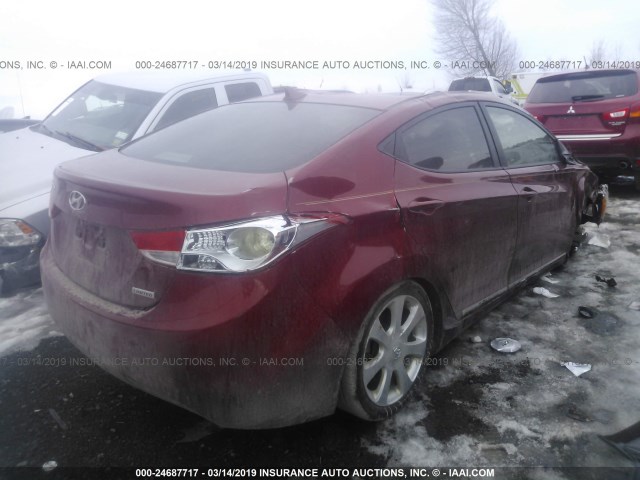 KMHDH4AE2CU477551 - 2012 HYUNDAI ELANTRA GLS/LIMITED RED photo 4