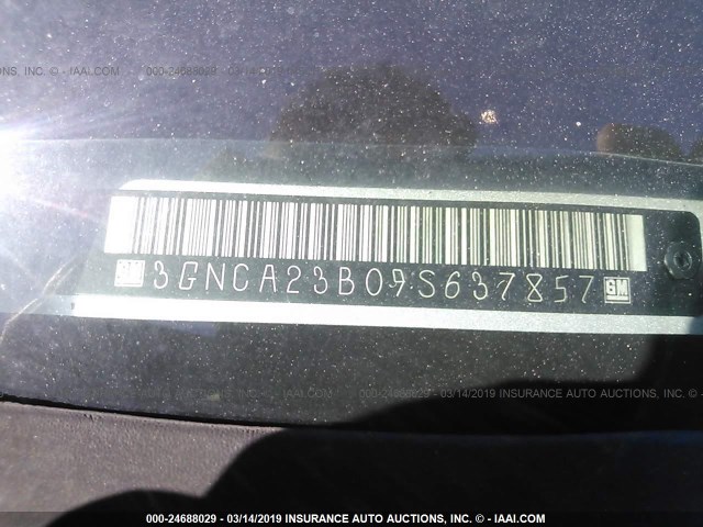 3GNCA23B09S637857 - 2009 CHEVROLET HHR LT SILVER photo 9