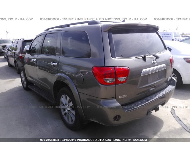 5TDKY5G18CS041216 - 2012 TOYOTA SEQUOIA LIMITED GRAY photo 3