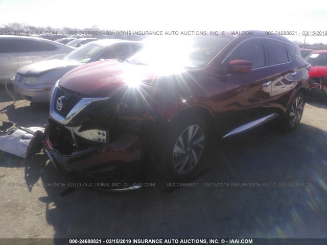 5N1AZ2MH0JN192462 - 2018 NISSAN MURANO S/SL/SV/PLATINUM RED photo 2