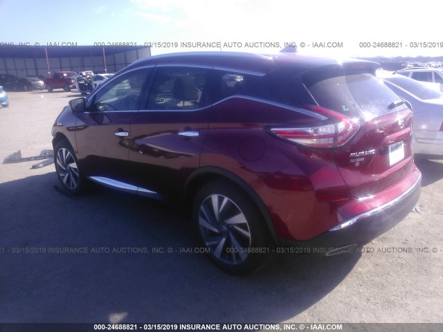 5N1AZ2MH0JN192462 - 2018 NISSAN MURANO S/SL/SV/PLATINUM RED photo 3