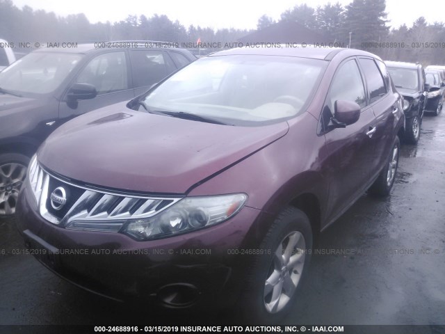 JN8AZ1MW2AW140312 - 2010 NISSAN MURANO S/SL/LE RED photo 2