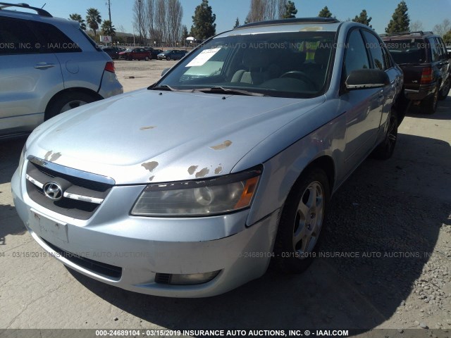 5NPEU46F96H070878 - 2006 HYUNDAI SONATA GLS/LX Light Blue photo 2