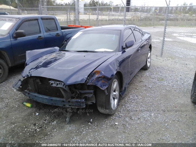 2C3CDXHG5DH655918 - 2013 DODGE CHARGER SXT BLUE photo 2