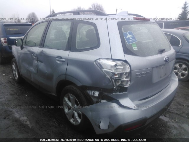 JF2SJABC4GH441856 - 2016 SUBARU FORESTER 2.5I SILVER photo 3