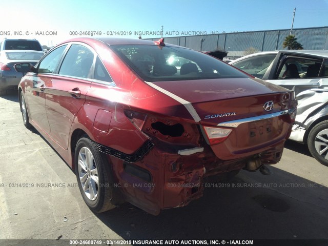 5NPEB4AC5EH946850 - 2014 HYUNDAI SONATA GLS RED photo 3