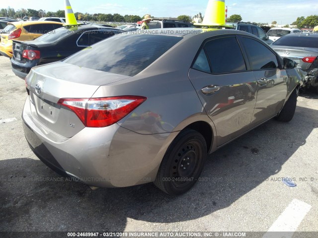 5YFBURHE0FP207651 - 2015 TOYOTA COROLLA L/LE/LE PLS/PRM/S/S PLS TAN photo 4