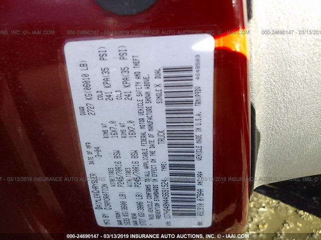 1D7HG48N44S691524 - 2004 DODGE DAKOTA QUAD SLT RED photo 9