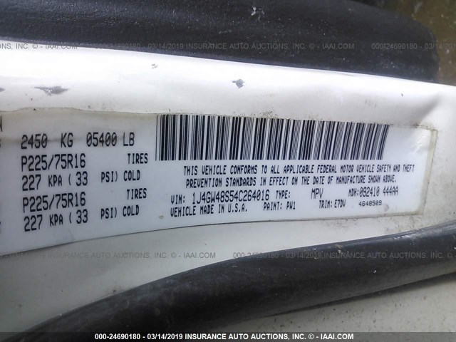 1J4GW48S54C264016 - 2004 JEEP GRAND CHEROKEE LAREDO/COLUMBIA/FREEDOM 白色 照片 9