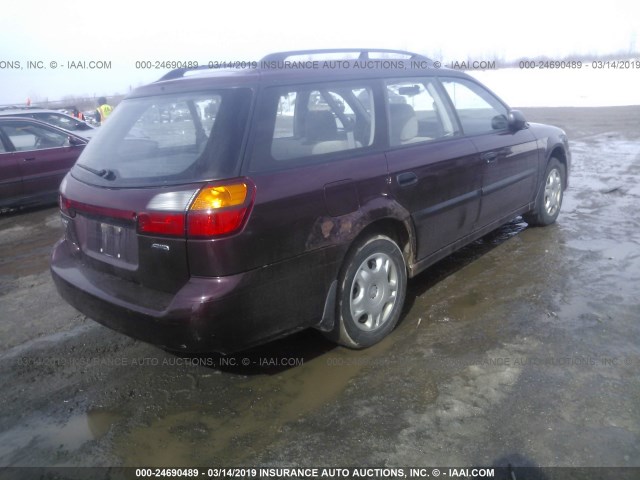 4S3BH635217310770 - 2001 SUBARU LEGACY L MAROON photo 4