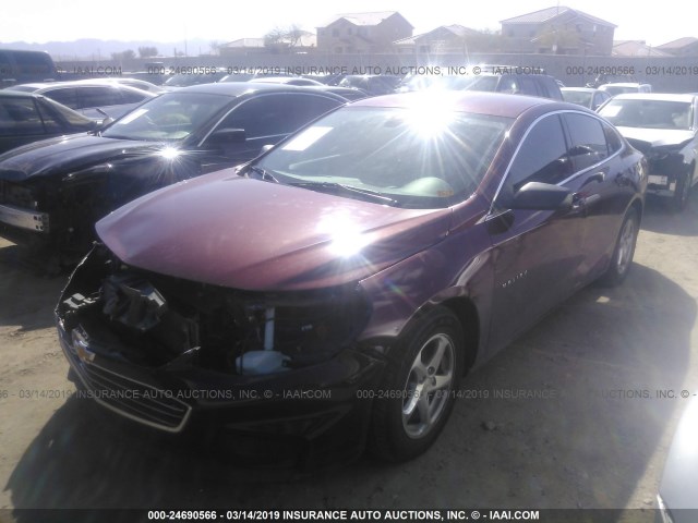1G1ZB5ST4GF218092 - 2016 CHEVROLET MALIBU LS RED photo 2