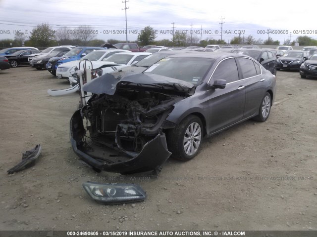 1HGCR2F87DA053405 - 2013 HONDA ACCORD GRAY photo 2