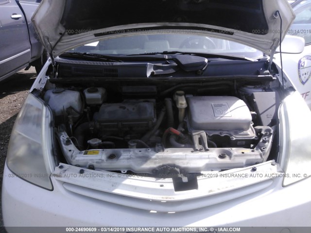 JTDKB22U853070026 - 2005 TOYOTA PRIUS WHITE photo 10