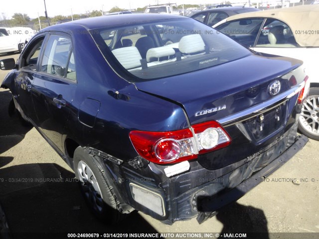 2T1BU4EE7BC536686 - 2011 TOYOTA COROLLA S/LE BLUE photo 3