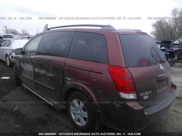 5N1BV28U74N336598 - 2004 NISSAN QUEST S/SE/SL RED photo 3