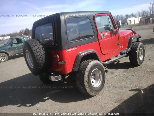 1J4FY19P1SP265586 - 1995 JEEP WRANGLER / YJ S/RIO GRANDE RED photo 4