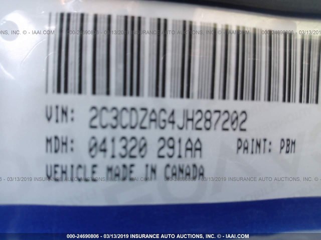 2C3CDZAG4JH287202 - 2018 DODGE CHALLENGER SXT BLUE photo 9