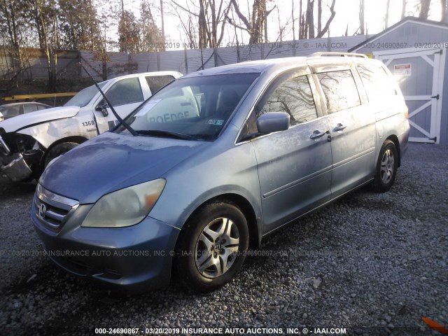 5FNRL38776B032729 - 2006 HONDA ODYSSEY EXL BLUE photo 2