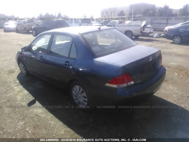 JA3AJ26E16U004686 - 2006 MITSUBISHI LANCER ES BLUE photo 3