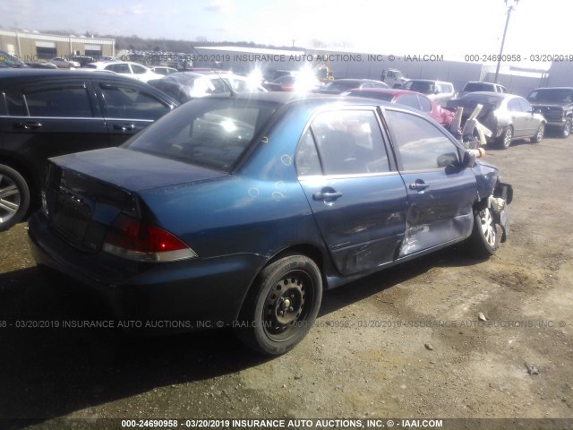 JA3AJ26E16U004686 - 2006 MITSUBISHI LANCER ES BLUE photo 4