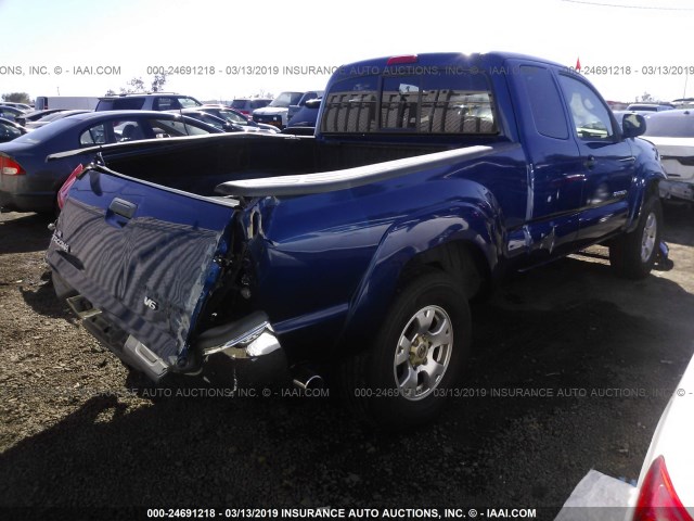 5TETU62N75Z137490 - 2005 TOYOTA TACOMA PRERUNNER ACCESS CAB BLUE photo 4