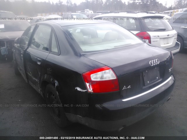 WAULC68E72A179879 - 2002 AUDI A4 1.8T QUATTRO BLACK photo 3