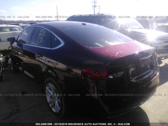 1C3CCCABXFN686375 - 2015 CHRYSLER 200 LIMITED BURGUNDY photo 3