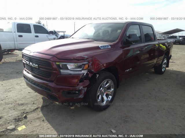 1C6SRFMT8KN557564 - 2019 RAM 1500 BIG HORN/LONE STAR MAROON photo 2