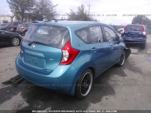 3N1CE2CP9FL354374 - 2015 NISSAN VERSA NOTE S/S PLUS/SV/SL/SR Light Blue photo 4