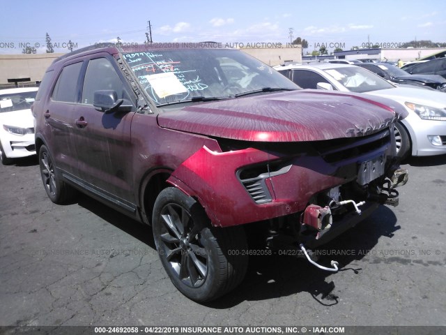 1FM5K7D82JGA98218 - 2018 FORD EXPLORER XLT RED photo 1