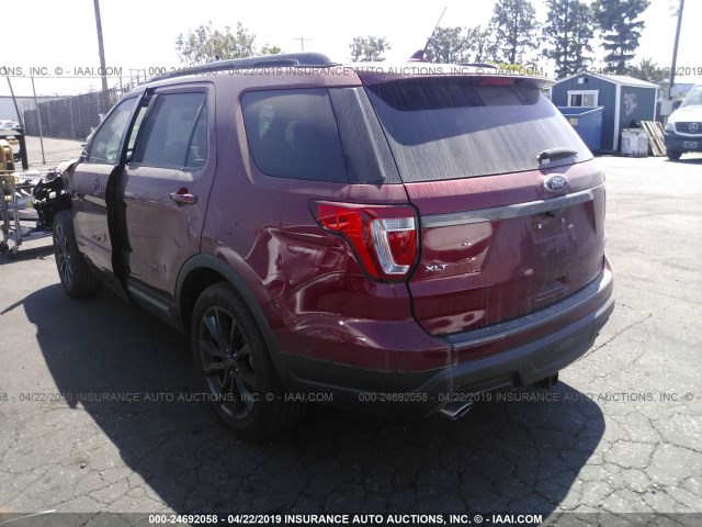 1FM5K7D82JGA98218 - 2018 FORD EXPLORER XLT RED photo 3