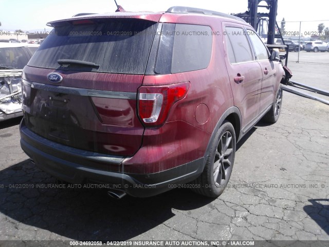 1FM5K7D82JGA98218 - 2018 FORD EXPLORER XLT RED photo 4