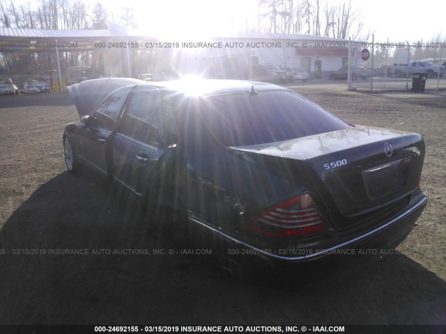 WDBNG75J01A174754 - 2001 MERCEDES-BENZ S 500 BLACK photo 3