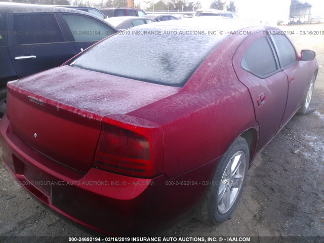 2B3KA43R66H333106 - 2006 DODGE CHARGER SE/SXT RED photo 4