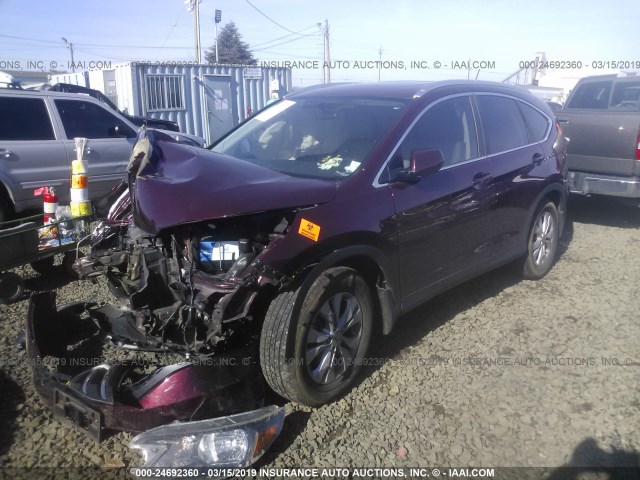 5J6RM4H76DL022197 - 2013 HONDA CR-V EXL MAROON photo 2