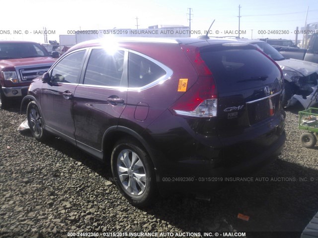 5J6RM4H76DL022197 - 2013 HONDA CR-V EXL MAROON photo 3