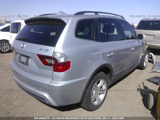 WBXPA93496WD24896 - 2006 BMW X3 3.0I SILVER photo 4