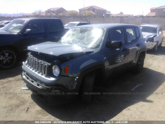 ZACCJAAB7HPF99629 - 2017 JEEP RENEGADE SPORT BLUE photo 2