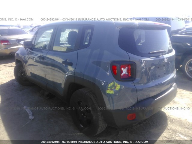 ZACCJAAB7HPF99629 - 2017 JEEP RENEGADE SPORT BLUE photo 3