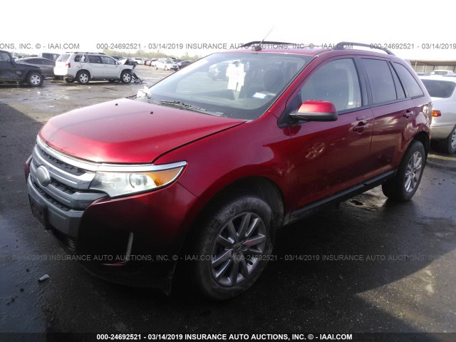 2FMDK3JC6CBA91344 - 2012 FORD EDGE SEL RED photo 2