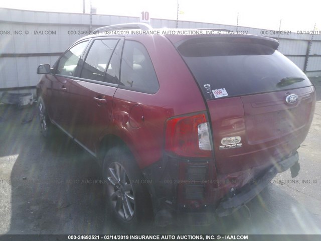 2FMDK3JC6CBA91344 - 2012 FORD EDGE SEL RED photo 3