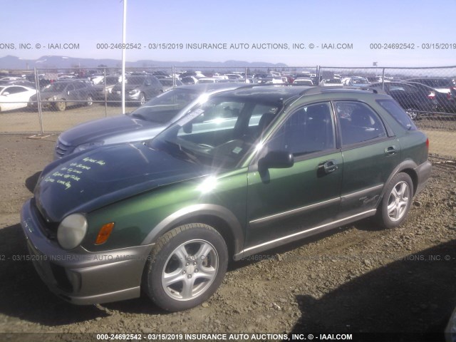 JF1GG68572G832772 - 2002 SUBARU IMPREZA OUTBACK SPORT GREEN photo 2