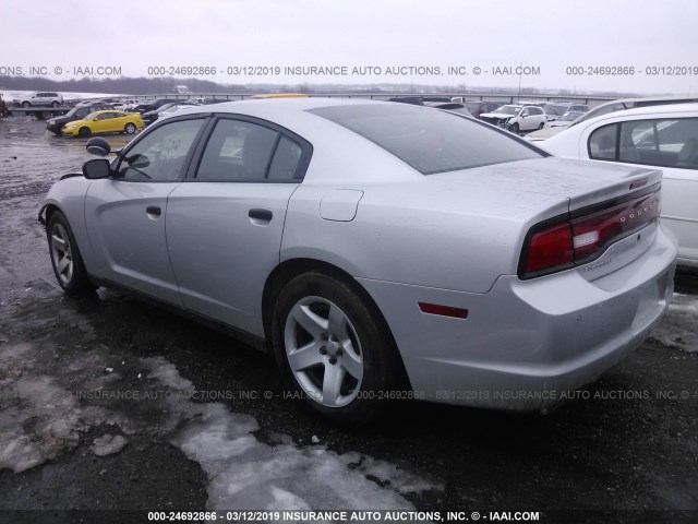 2C3CDXAT1EH316260 - 2014 DODGE CHARGER POLICE SILVER photo 3