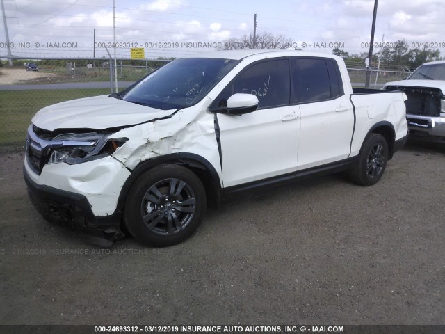 5FPYK2F16KB001223 - 2019 HONDA RIDGELINE SPORT WHITE photo 2