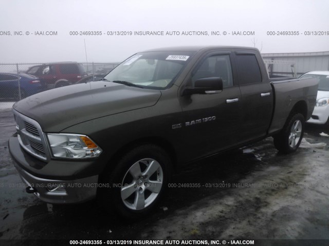 1C6RD7GT8CS133626 - 2012 DODGE RAM 1500 SLT GREEN photo 2