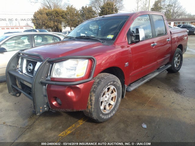 1N6AA07B54N510505 - 2004 NISSAN TITAN XE/SE/LE RED photo 2