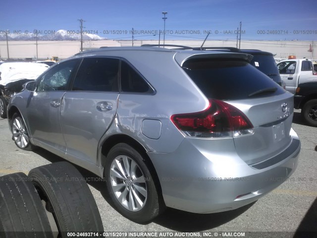 4T3ZA3BB3DU072249 - 2013 TOYOTA VENZA LE/XLE SILVER photo 3