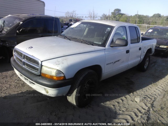 1B7HL2AN31S237779 - 2001 DODGE DAKOTA QUAD WHITE photo 2