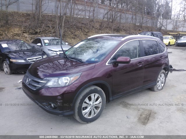 5J6RM4H76EL035498 - 2014 HONDA CR-V EXL MAROON photo 2